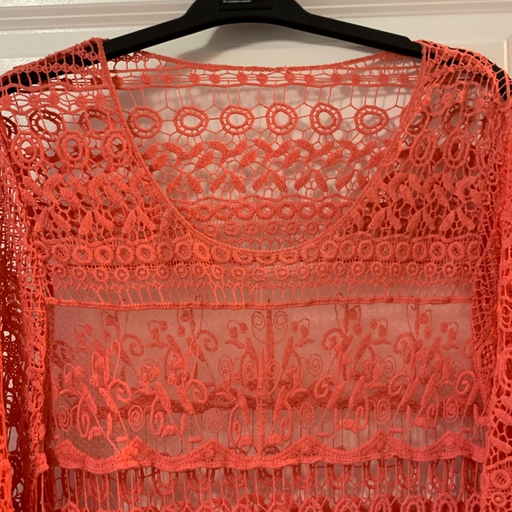 Elegant Coral Lace Women Top